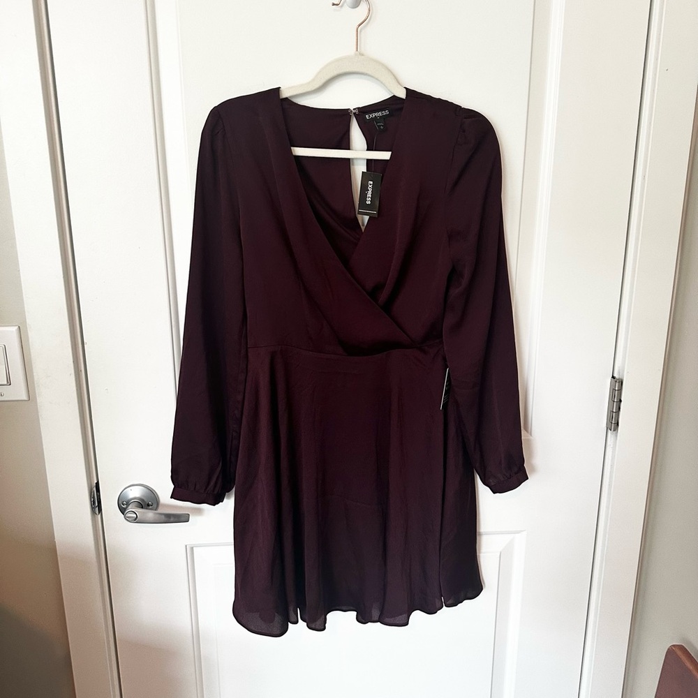 Express Burgundy Long Sleeve Mini Dress, Women’s S